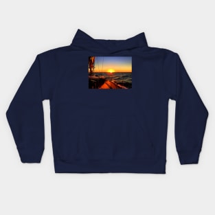 SUNSET ON BOAT Kids Hoodie